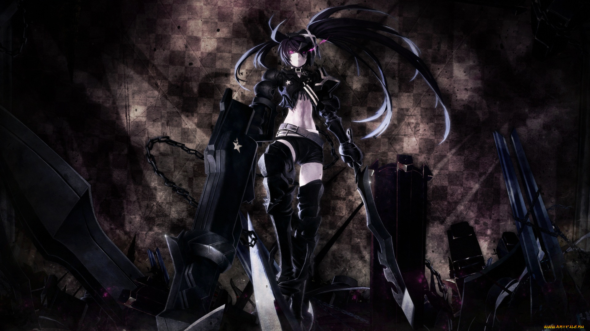 , black rock shooter, , , black, rock, shooter, insane